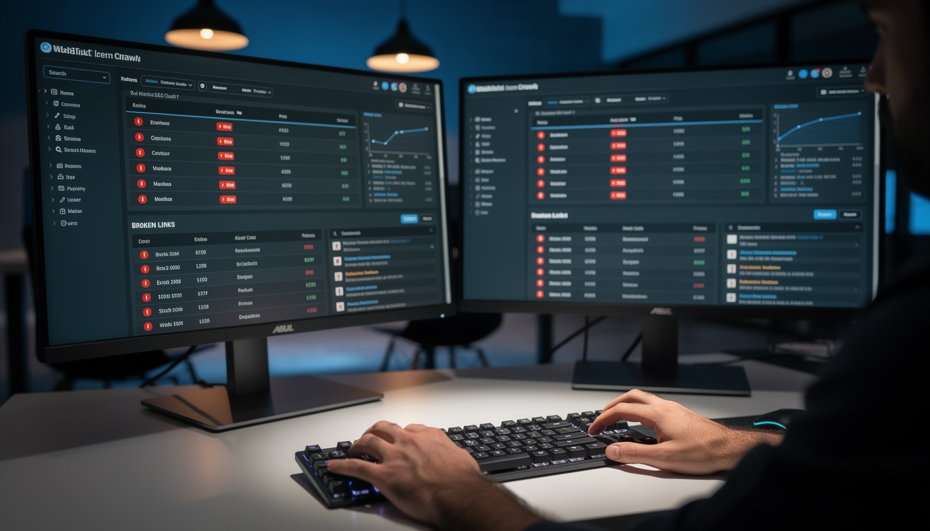 Análisis técnico SEO en pantalla de ordenador mostrando errores de rastreo